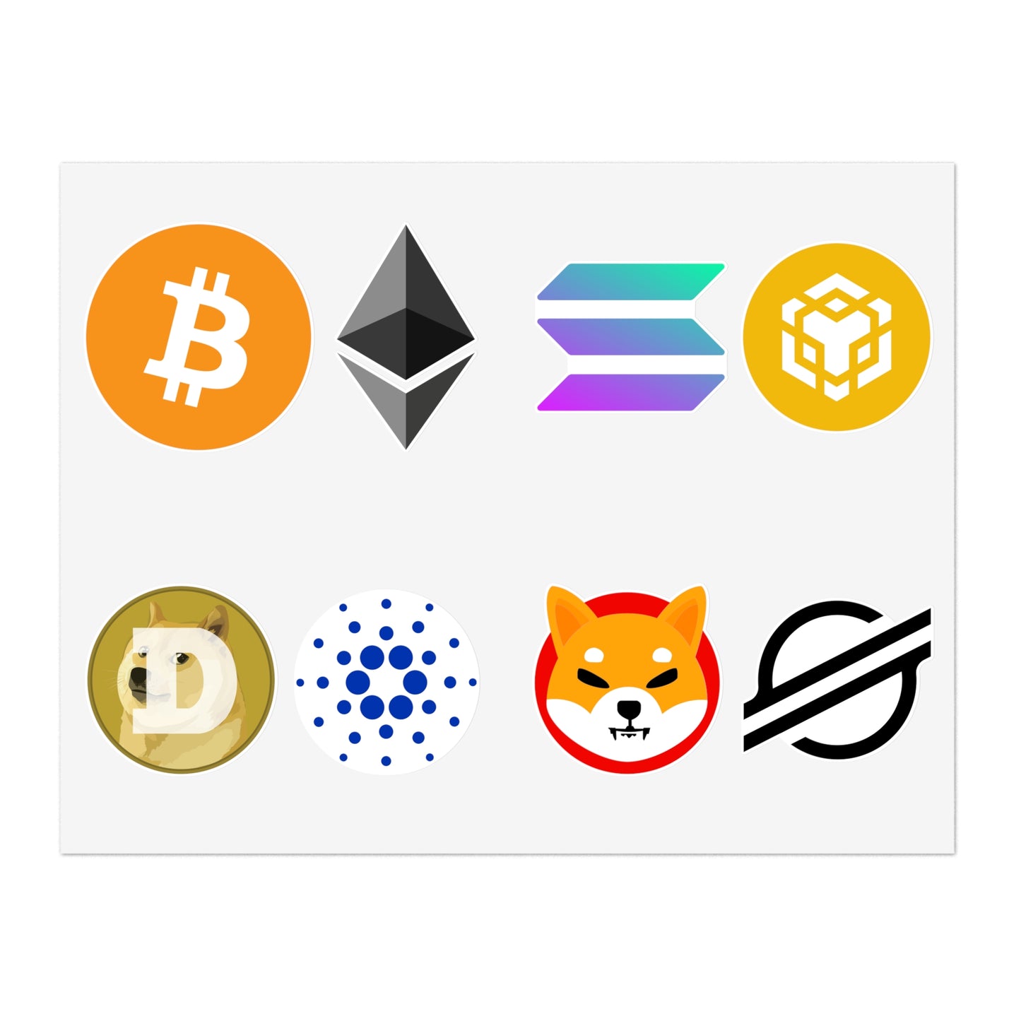 Crypto Logo Sticker High Market Cap Collection $BTC $ETH $SOL $BNB $DOGE $ADA $SHIB $XLM